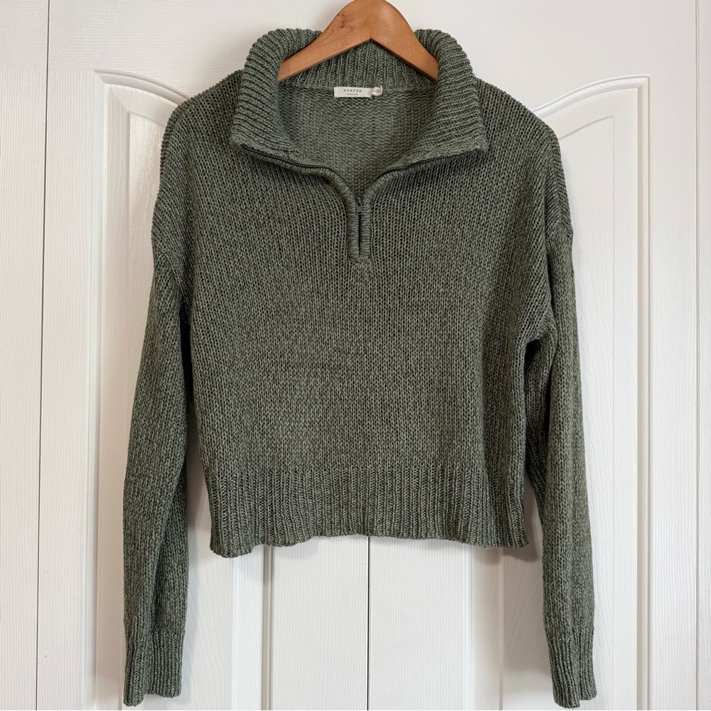Women's Green Half-Zip Sweater